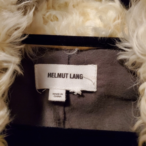 HELMUT LANG -"Chasm" Shearling lined leather sleeve diagonal zip jacket size M/L - Picture 5 of 9
